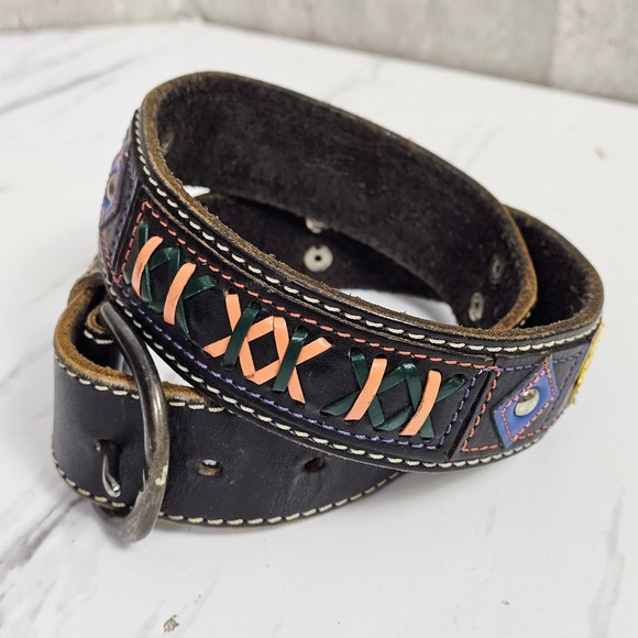 Gap Womens M Leather‎ Belt Western Style Colorful Accents Fashion Belt Boho Belt - Picture 4 of 7